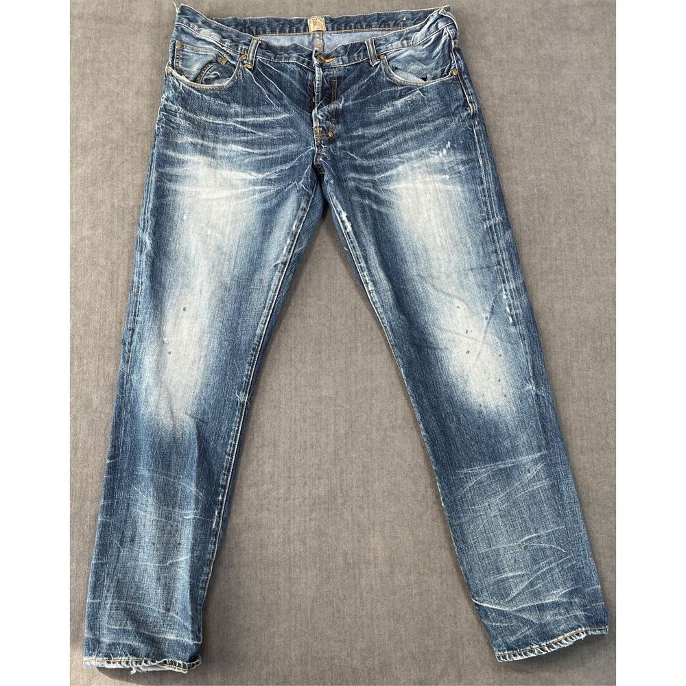 PRPS Denim Men 40 Blue Distressed Straight Leg Faded Selvedge Style